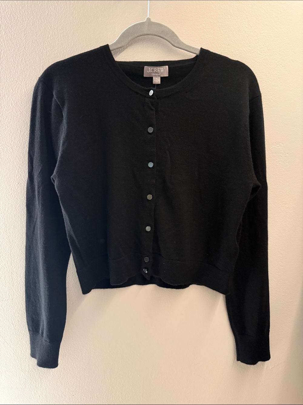 J. Crew Black Cropped Crewneck Cardigan